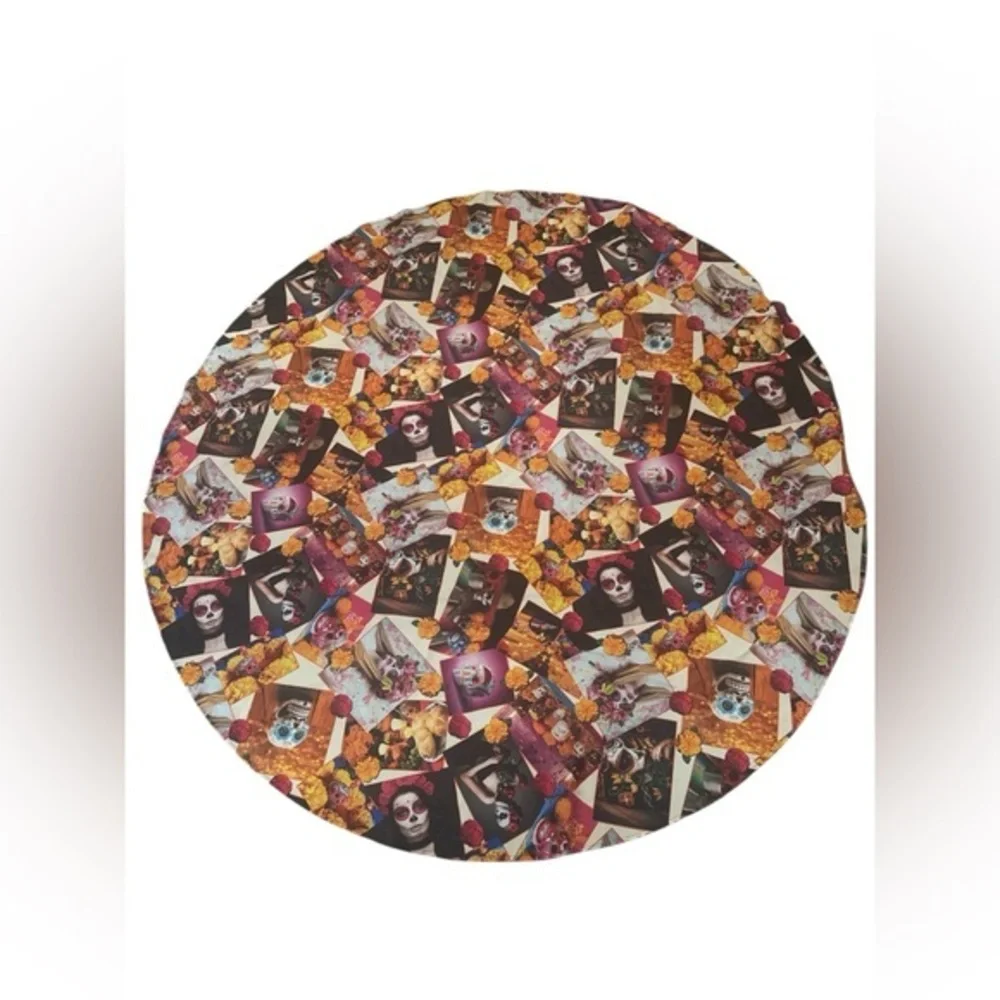 Day of the Dead Round Tablecloth - Multicolor Party Decor Dia De Los Muertos